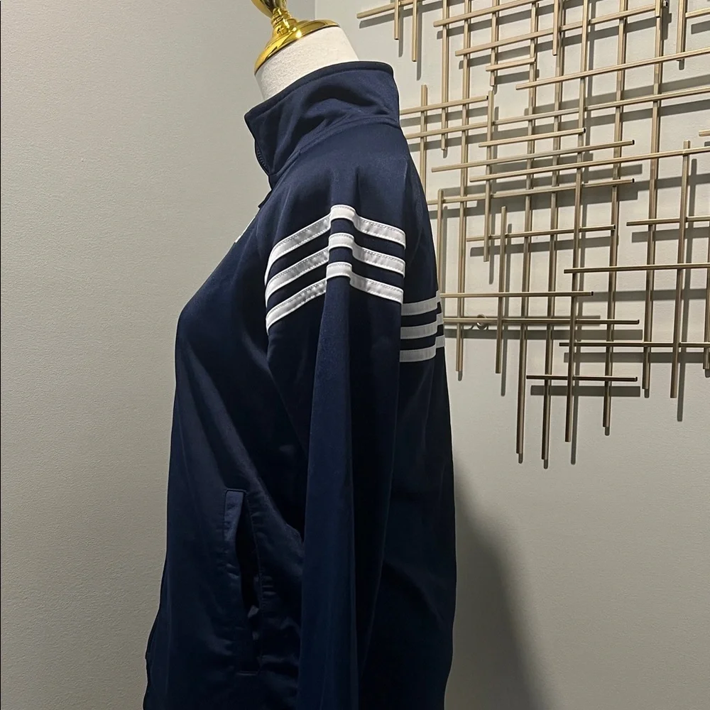 Adidas Dark Blue Zip-Up Jacket with White Accents